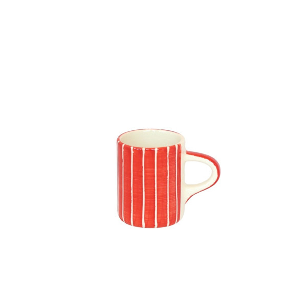 Musango Espressotasse Sgraffito gestreift rot