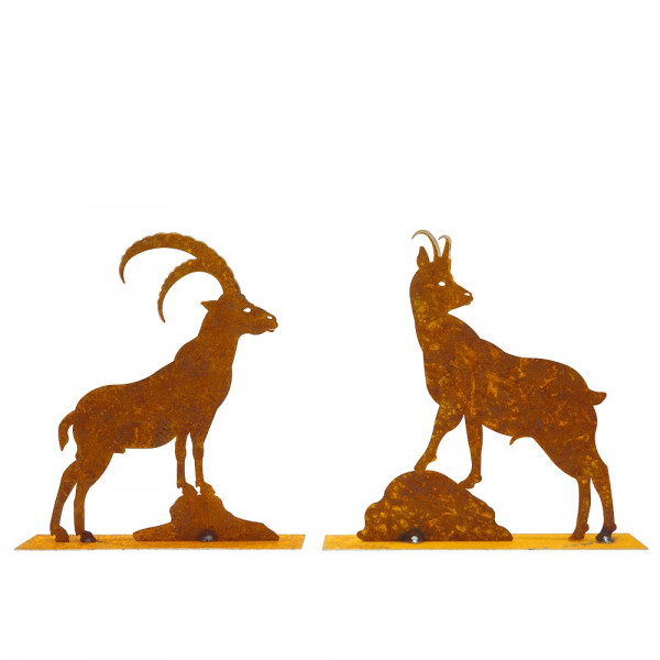 Edelrost Steinbock und Gams auf Platte