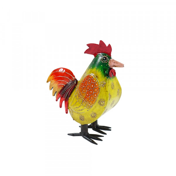 Metall Huhn klein bunt bemalt