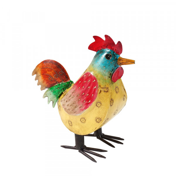 Metall Huhn gelb bemalt