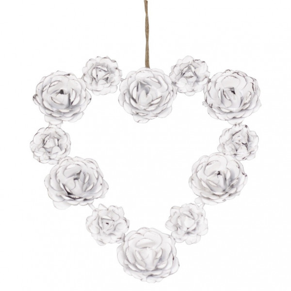 Chic Antique Metall Herz mit Rosen