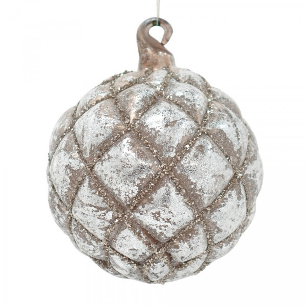 Christbaumkugel antik silber mit cappuccino braun