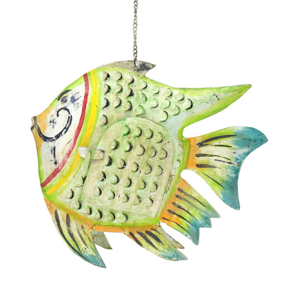 Deko Metall Fisch zum Hängen hellgrün