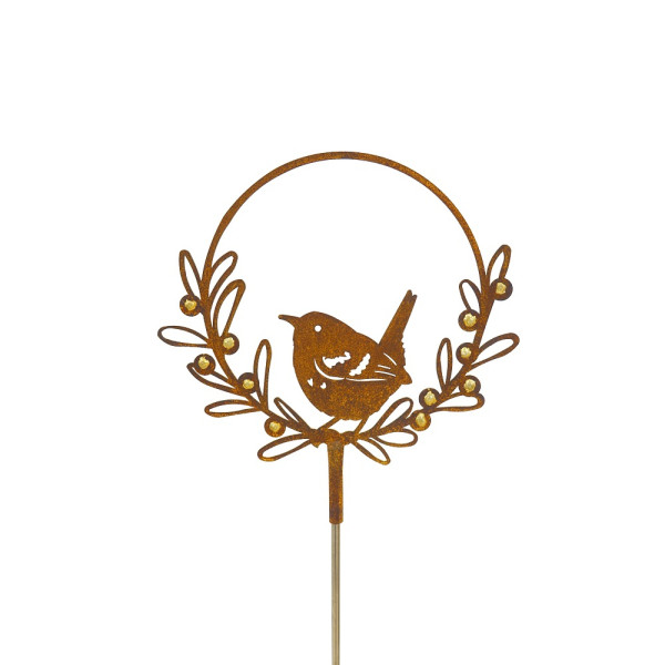 Edelrost Vogel im Mistelring mit Goldbeeren