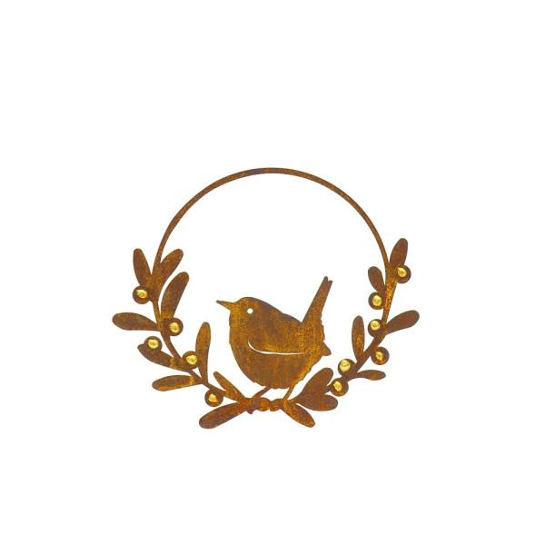 Edelrost Ring mit Vogel und Mistelzweig