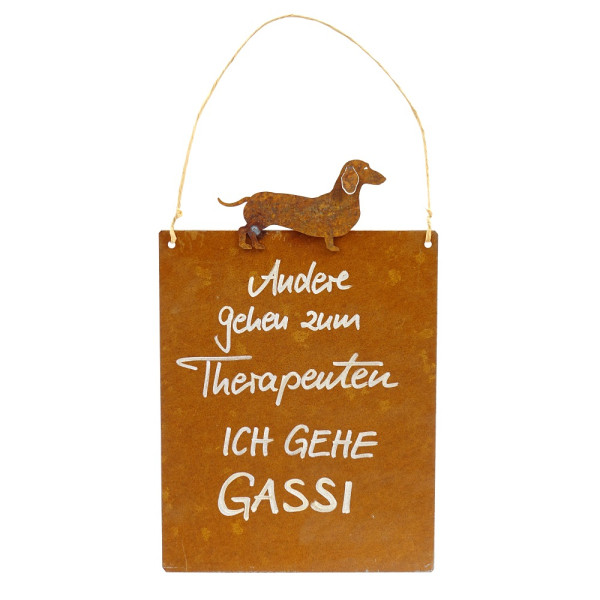Edelrost Schild mit Spruch und Hund