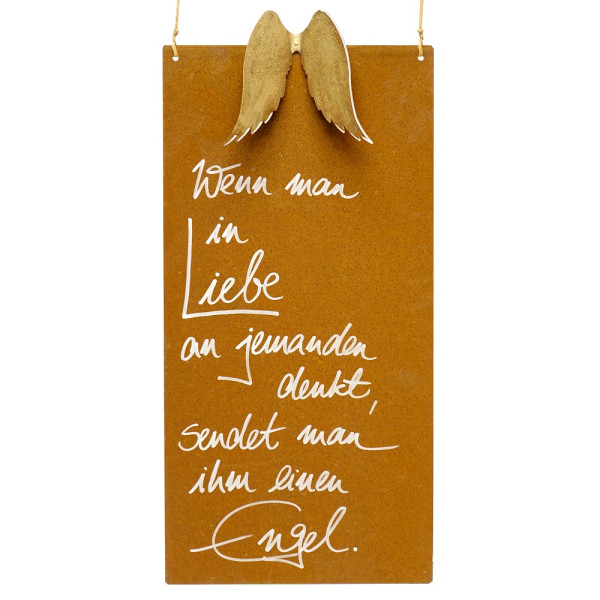 Edelrost Spruchtafel mit Flügel