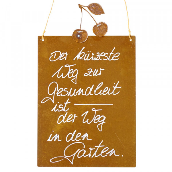 Edelrost Spruchtafel mit Kirsche