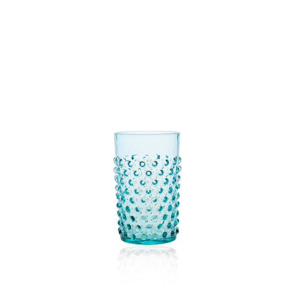 Hobnail Wasserglas mit Noppen aqua