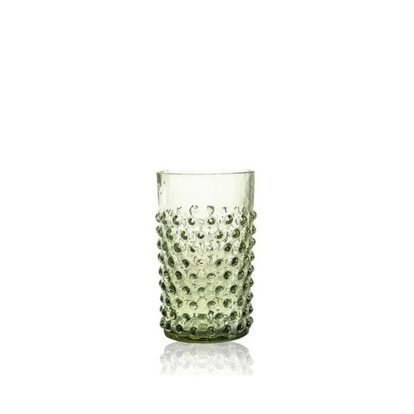 Hobnail Glas mit Noppen olivgrün