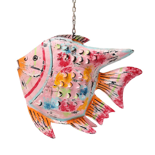 Metall Fisch Laterne M pink