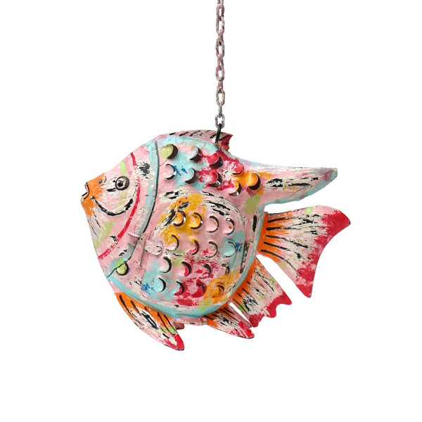 Metall Fisch Laterne S pink