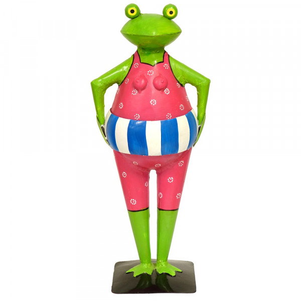 Metall Frosch mit Badeanzug und Rettungsring