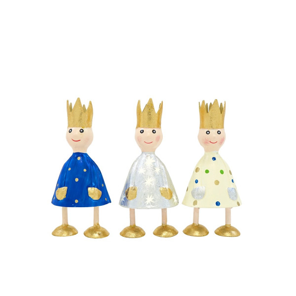 Metall Könige 3er Set blau, silber und creme