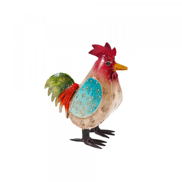 Kleines Metall Huhn bunt bemalt