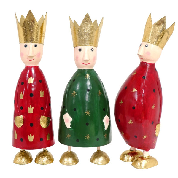 Metall heilige drei Könige Figuren 3er Set rot dunkelgrün