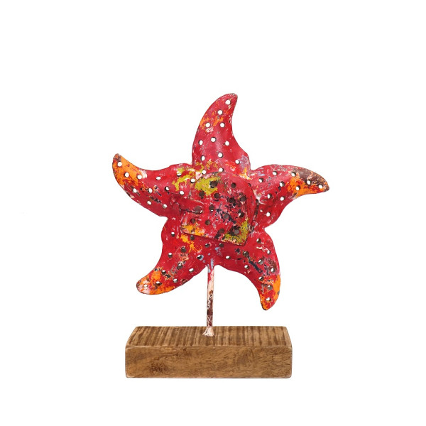 Metall Seestern Windlicht rot