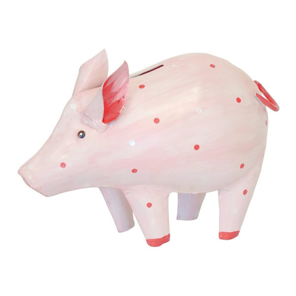 Metall Sparschwein rosa mit Punkte