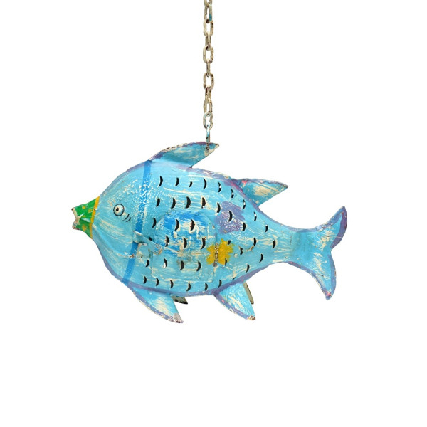 Metall Fisch Laterne blau