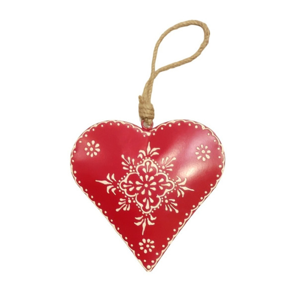 Metallherz rot flach Landhausstil