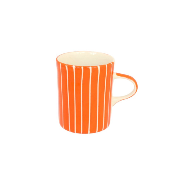 Musango Keramik Tasse gestreift orange