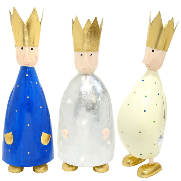 Metall heilige drei Könige XL blau, creme und silber