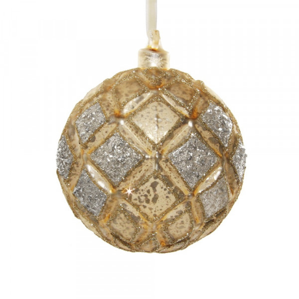 Christbaumkugel antik gold mit silber