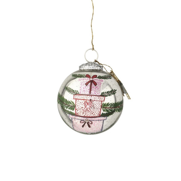 Walther und Co handbemalte Christbaumkugel antik silber