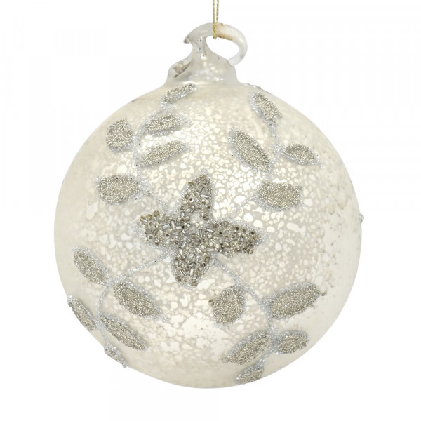 Nostalgische Weihnachtskugel silber matt