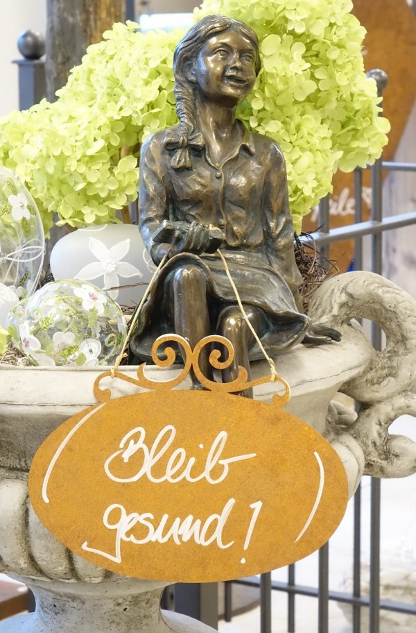 Edelrost Spruchtafel nostalgisch "Bleib gesund"
