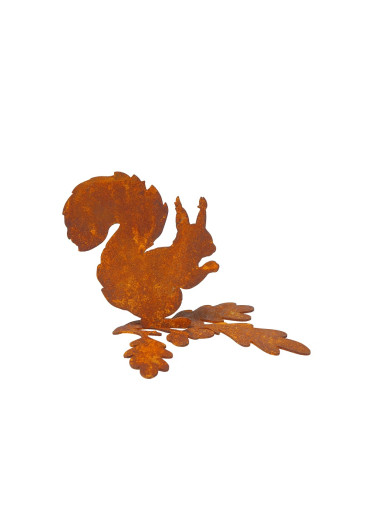 Edelrost Eichhörnchen sitzend auf Eichenblatt