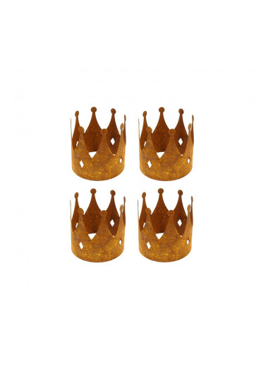 4er Set Mini Edelrost Krone "klassisch" ohne Bodenplatte Ø5,5 cm