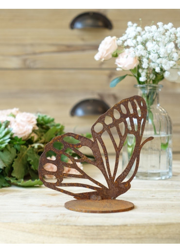 Edelrost Schmetterling klein mit Platte H13 cm