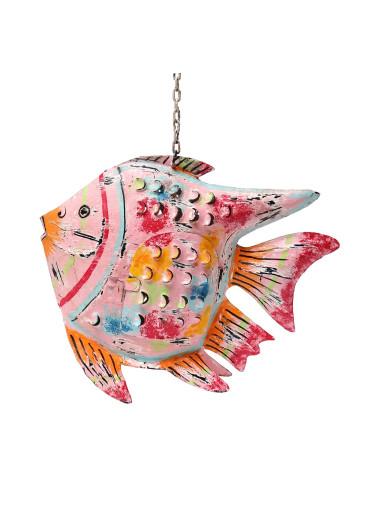 Metall Fisch Laterne M pink