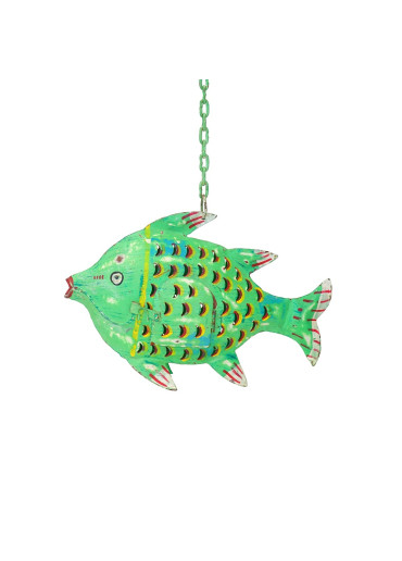 Metall Fisch Laterne S grün