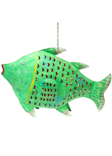 Fisch Metall XXL grün zum Hängen und Stellen