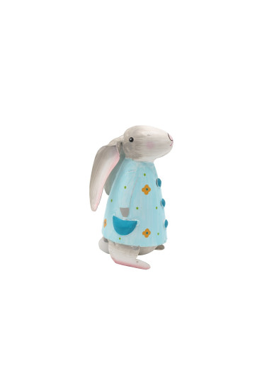 Metall Hase Betty XS hellblau mit Blümchen H 12,5 cm