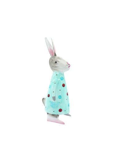Metall Hase Nancy mittel mint mit Punkte H 22 cm