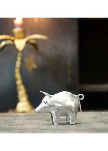 Metall Schwein "Sylvester" Mini mit Schlagsilber