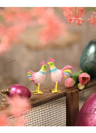Metall Hahn & Huhn mini zum Stellen (Variante 2)