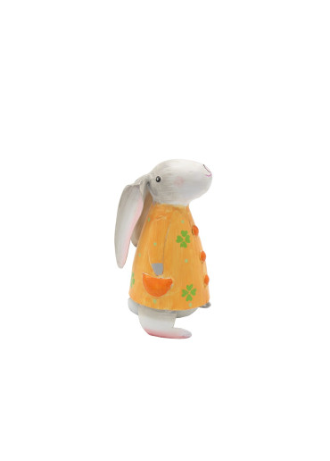 Metall Hase Betty XS orange mit Glücksklee H 12,5 cm