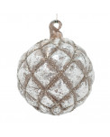 Christbaumkugel antik silber mit cappuccino braun