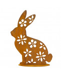 Edelrost Blumenhase groß auf Platte