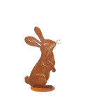 Stehender Edelrost Hase auf Platte