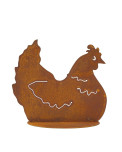 Edelrost Huhn "Bruni" auf Platte H 30 cm