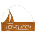 Edelrost Tafel "Heimathafen" mit Segelboot