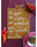 Edelrost Spruchtafel mit Katze