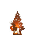 Edelrost Hirsch mit Tannenbaum