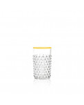 Hobnail Wasserglas klar mit Goldrand