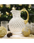 Hobnail Glaskrug mit Goldhenkel